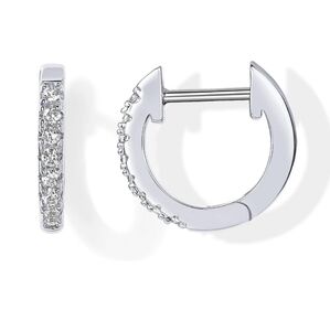 14K Gold Plated Cubic Zirconia Cuff Earrings Huggie Stud In White Gold
